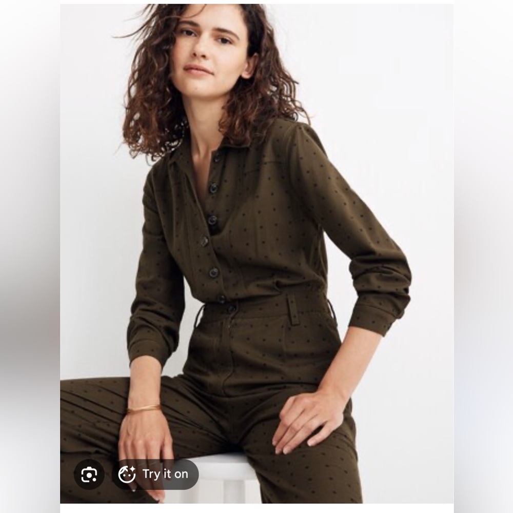 Madewell seamed coverall jumpsuit in grid dot